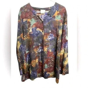 Vintage  Relance Loose Fitting, Long Sleeve, Button Up Shirt, Fall Colours